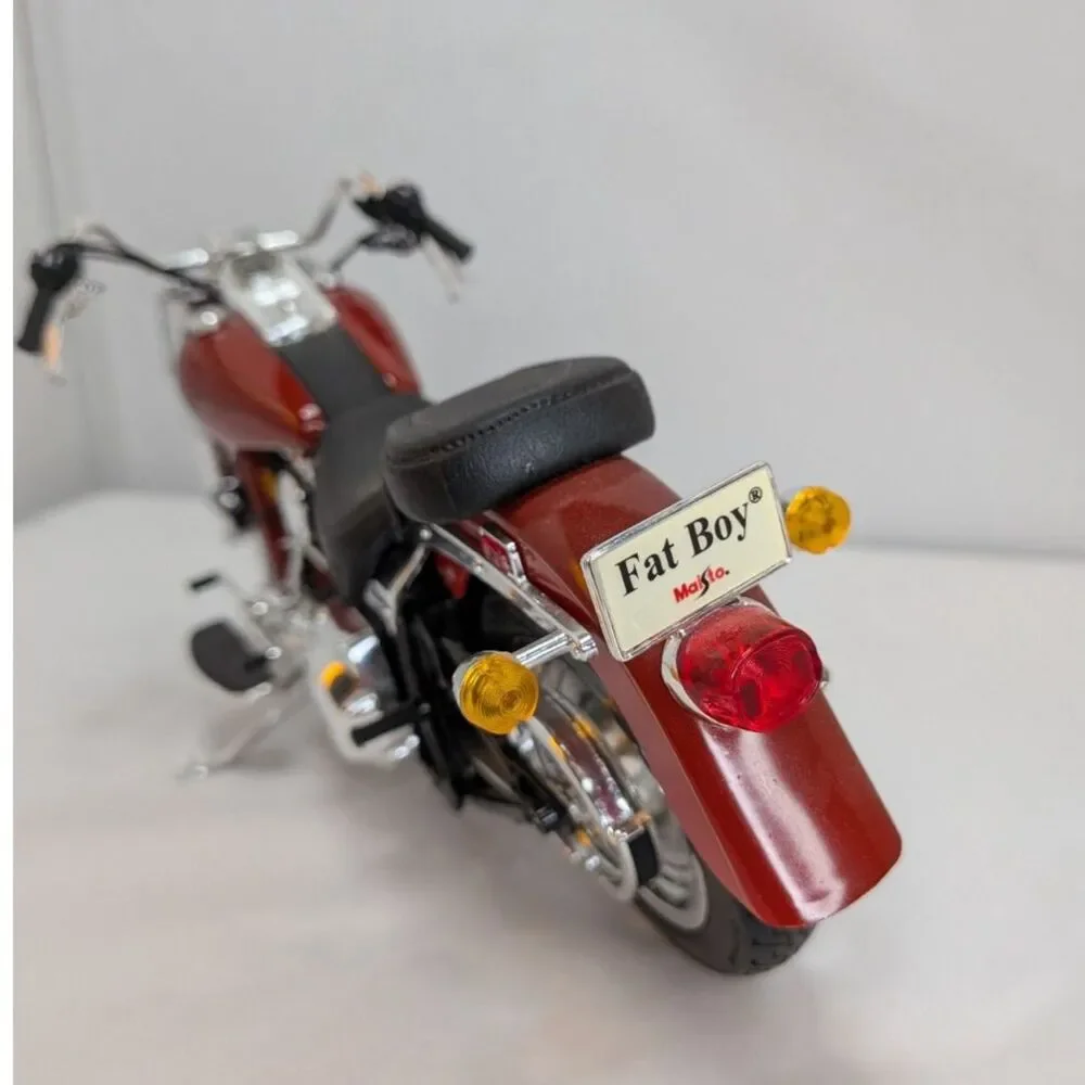 Harley Davidson Fat Boy Maisto 1:10 1999 FLSTF Red Diecast Motorcycle Model